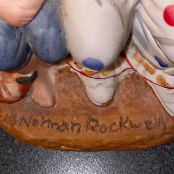 Norman Rockwell The Runaway ceramic clown boy & dog vintage Porcelain Figurine - Picture 10 of 16